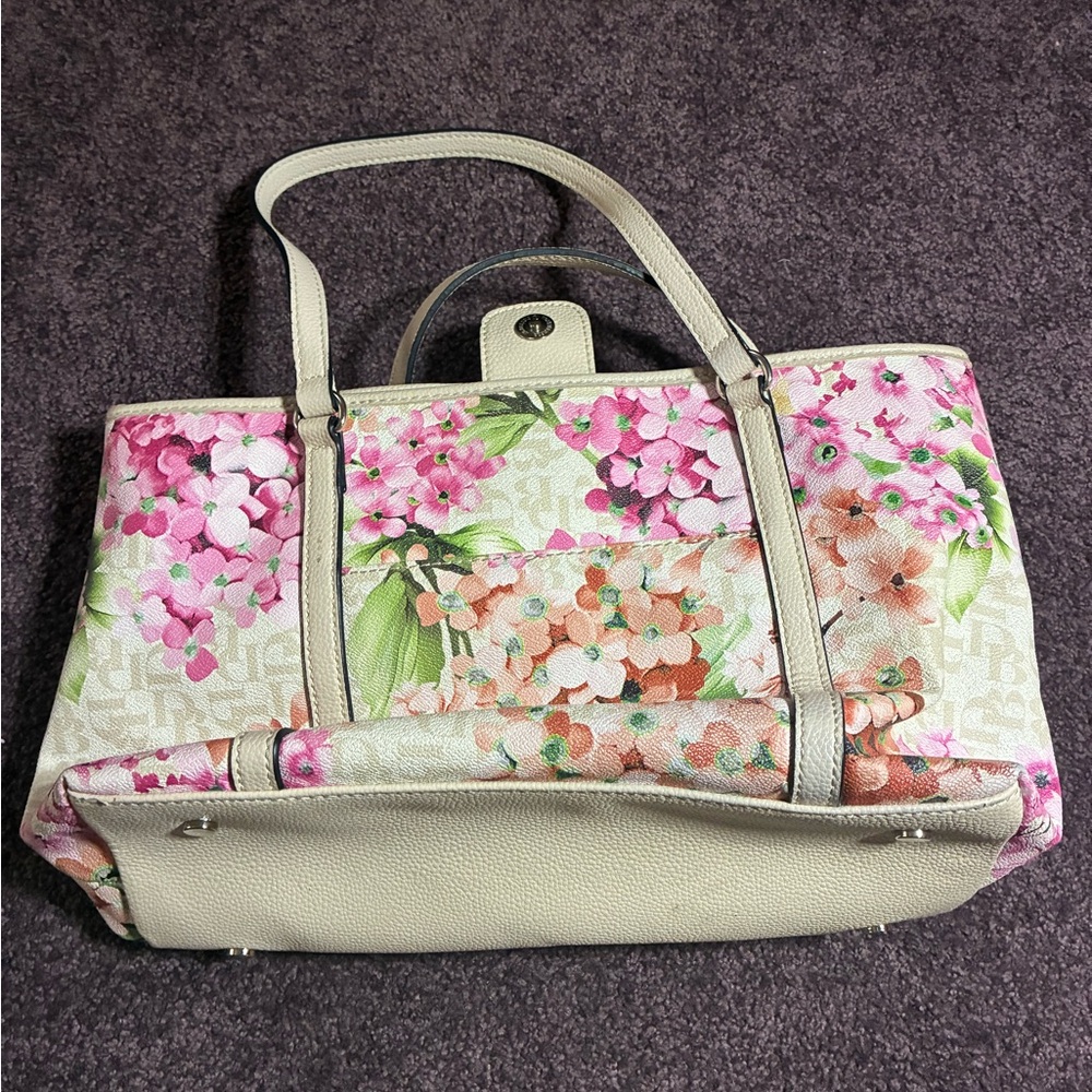 Dana Bachman Vegan Leather Floral Women's Tote Bag Top Snap Interior Zippers - Picture 4 of 7
